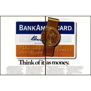 1971 Bank Americard Credit Card 2 Page Vintage Print Ad Money Clip Wall Art